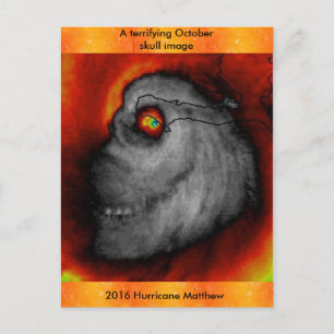Hurricane Matthew Skull image post card