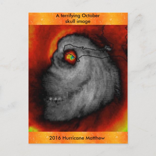 Hurricane Matthew Skull image post card (Front)