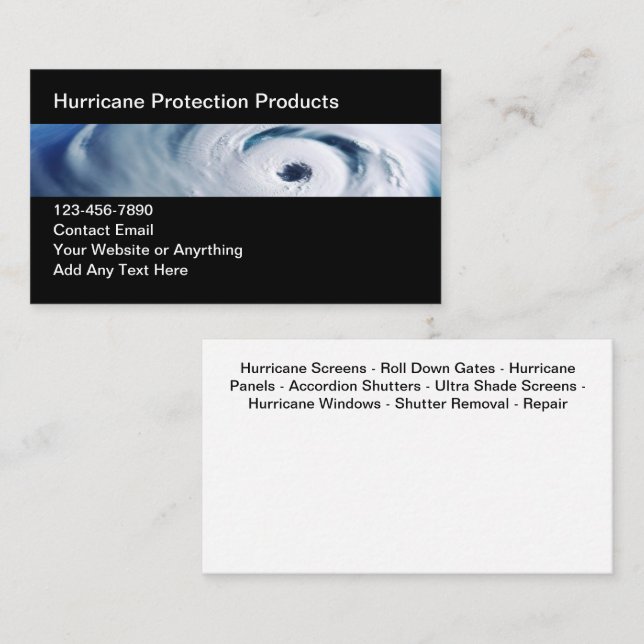 Hurricane Protection Security Business Cards (Front/Back)
