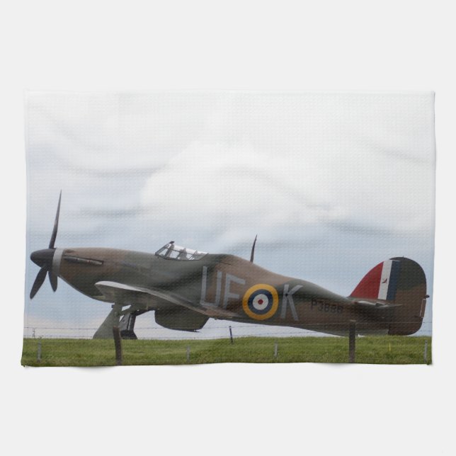 Hurricane Ready For Takeoff Tea Towel (Horizontal)