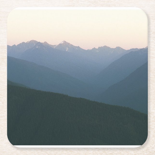 Hurricane Ridge Square Paper Coaster (Front)