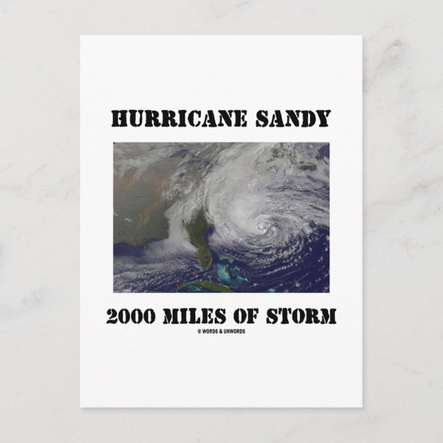 Hurricane Sandy 2000 Miles Of Storm Postcard (Front)