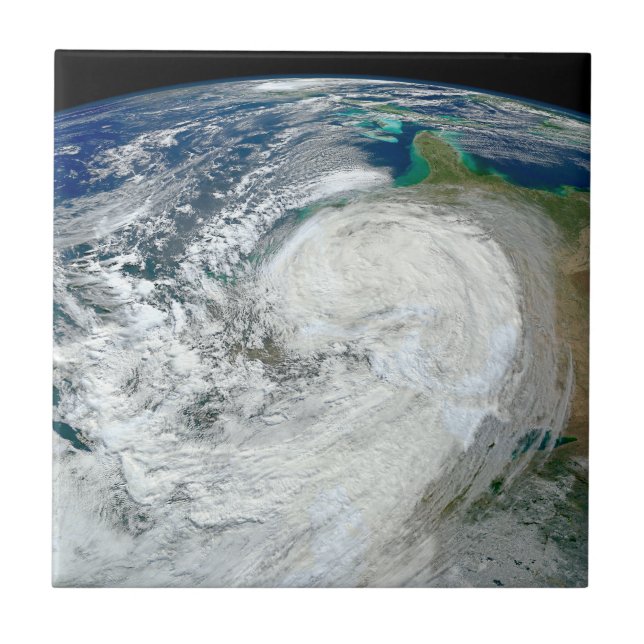 Hurricane Sandy Along The East Coast Of The Us. 3 Ceramic Tile (Front)