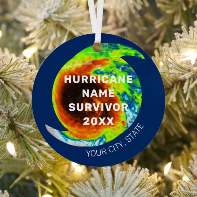 HURRICANE SURVIVOR Commemorative Personalised Metal Tree Decoration (Insitu)