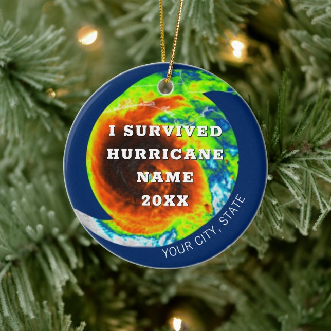 HURRICANE SURVIVOR Personalised Commemorative Ceramic Ornament (Tree)