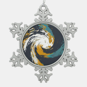 Hurricane Twirl Snowflake Pewter Christmas Ornament