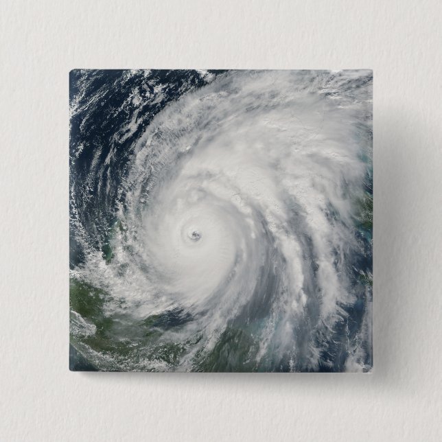 Hurricane Wilma over Mexico 15 Cm Square Badge (Front)
