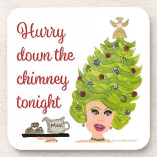 Hurry Down the Chimney Christmas Coaster