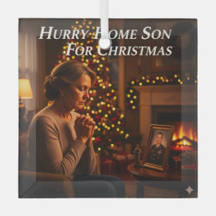 Hurry home son for christmas picture design glass tree decoration
