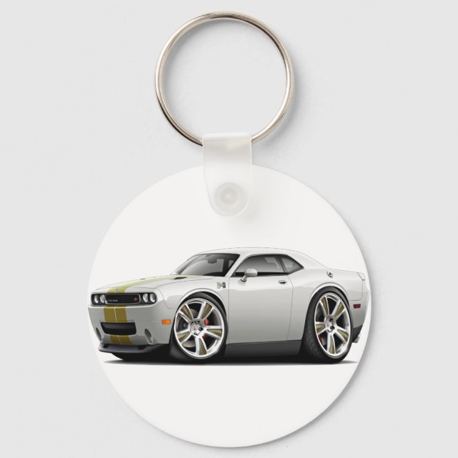 Hurst Challenger White-Gold Car Key Ring (Front)