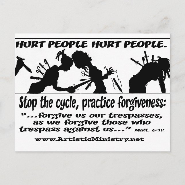 Hurt People Hurt People postcards white bkgr (Front)