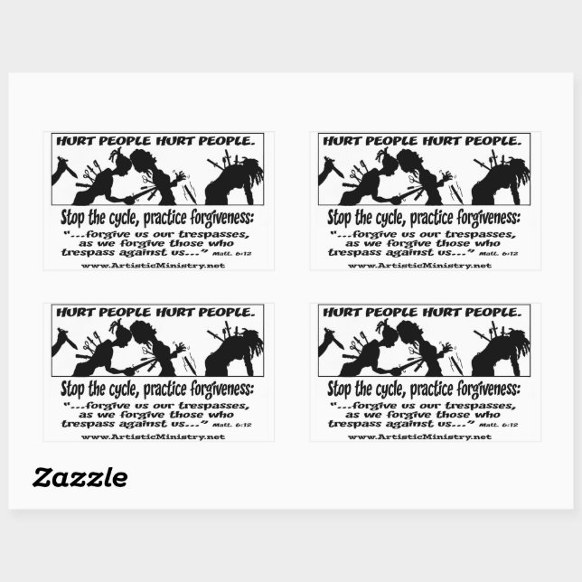 Hurt People Hurt People white, rectangle sticker (Sheet)