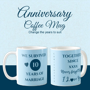 Husband 10 years of marriage est year blue coffee mug