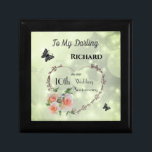 Husband 10th Wedding Anniversary  Gift Box<br><div class="desc">Personalised 10th Wedding Anniversary Husband Butterfly and Roses design gift box.</div>