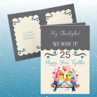 Husband 25th anniversary birds grey blue