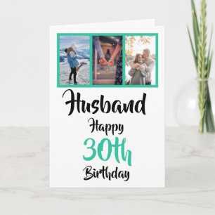 Husband 30th Birthday Modern Photo Collage Card