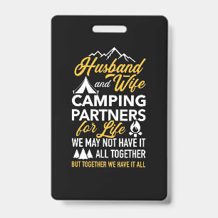 Husband And Wife Camping Partner For Life ID Badge