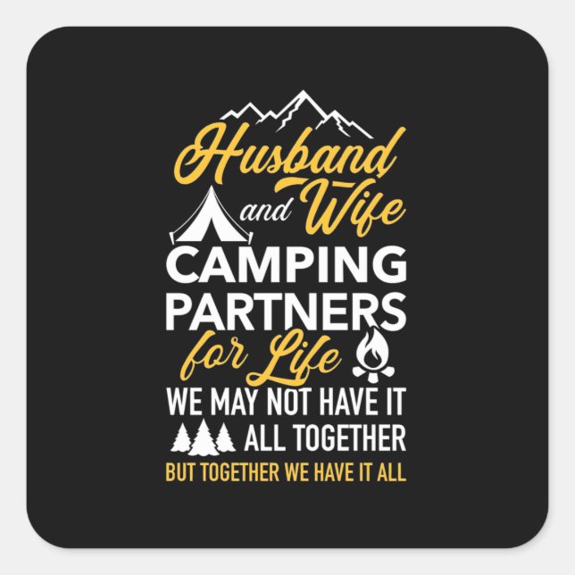 Husband And Wife Camping Partner For Life Square Sticker (Front)