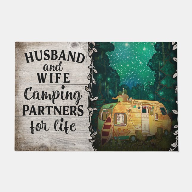 Husband And Wife Camping Partners For Life Doormat (Front)