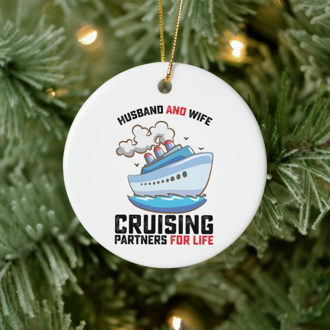 Husband And Wife Cruising Partners For Life Ceramic Ornament (Tree)