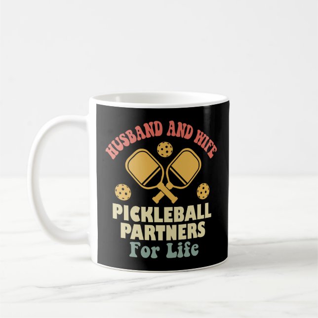Husband And Wife Pickleball Partners For Life Coffee Mug (Left)