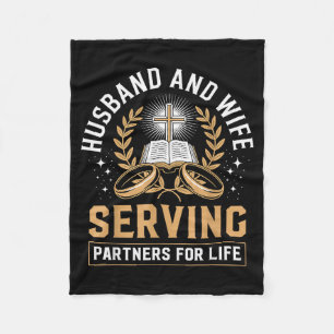 Husband And Wife Serving Partners Christian Couple Fleece Blanket