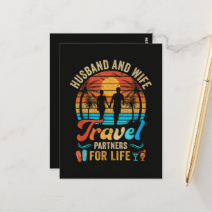 Husband and Wife Travel Partners for Life Beach Postcard