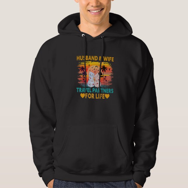 Husband And Wife Travel Partners For Life Funny Ca Hoodie (Front)