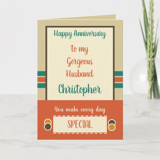 Husband Anniversary every day is special orange Card (Front)