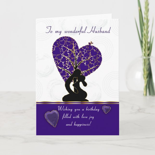 husband birthday card modern design, purple and wh (Front)