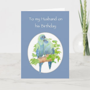 Husband Birthday Cute Cuddling Parrot Couple Card