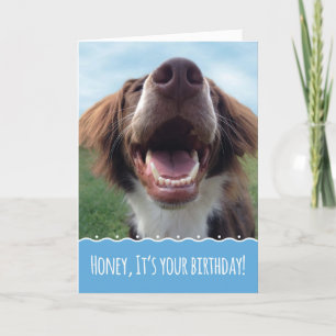 Husband Birthday, Happy Dog with Big Smile Card