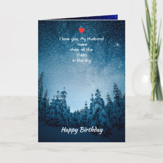 Husband Birthday Love you more than all Stars Holiday Card