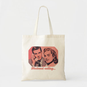 Husband Calling Retro Phone Illustration   Funny  Tote Bag