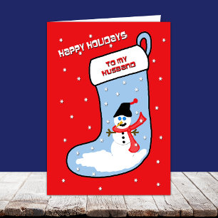 Husband Christmas Card -- Stocking Snowman