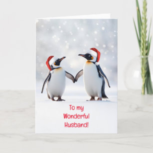 Husband Christmas Holiday Cute Couple of Penguins Card