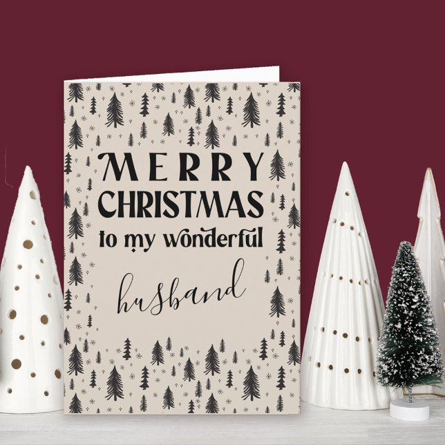 Husband Christmas Tree Minimal Natural Holiday Card (Husband Christmas Card. Buy professionally printed or as printable digital download.)