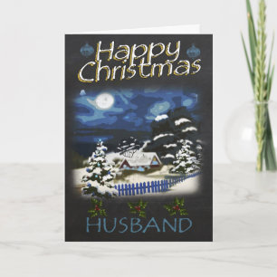 Husband Christmas Trendy Chalk Board Effect Holiday Card