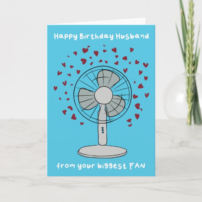 Husband Contemporary Biggest Fan Pun Birthday Card (Front)
