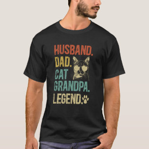 Husband Dad Cat Grandpa Cat Grandfather Cat Lover T-Shirt