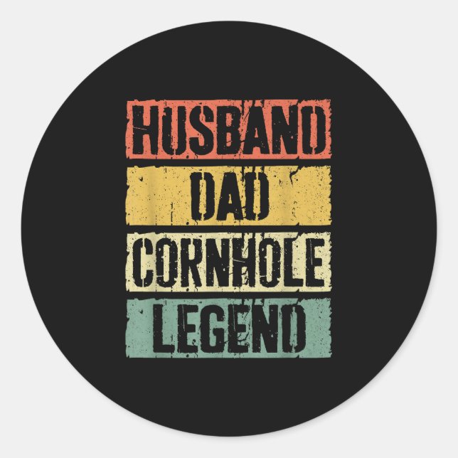 Husband Dad Cornhole Legend Classic Round Sticker (Front)