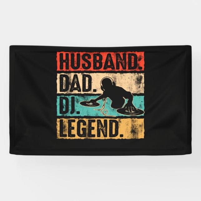 Husband Dad DJ Legend DJ Disc Jockey Music Player Banner (Horizontal)