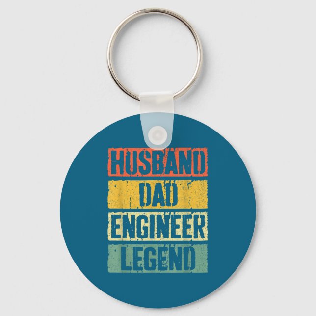 Husband Dad Engineer Legend Fathers Key Ring (Front)