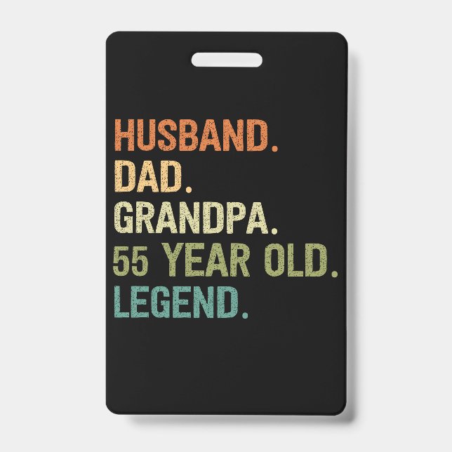 Husband dad grandpa 55 year old 55th birthday gift ID badge (Front)