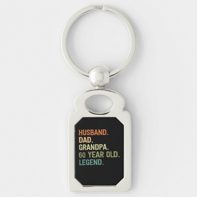 Husband dad grandpa 60 year old 60th birthday gift key ring (Front)