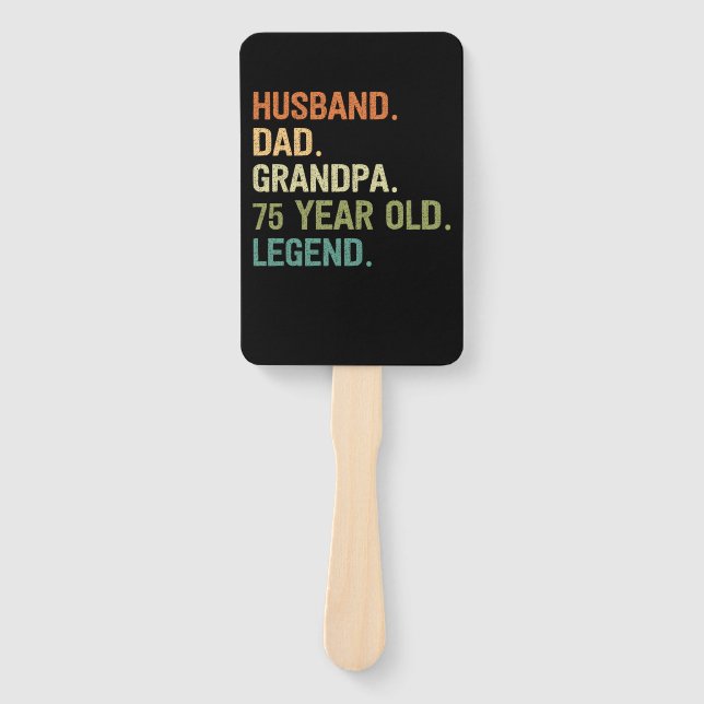 Husband dad grandpa 75 year old 75th birthday men hand fan (Front)