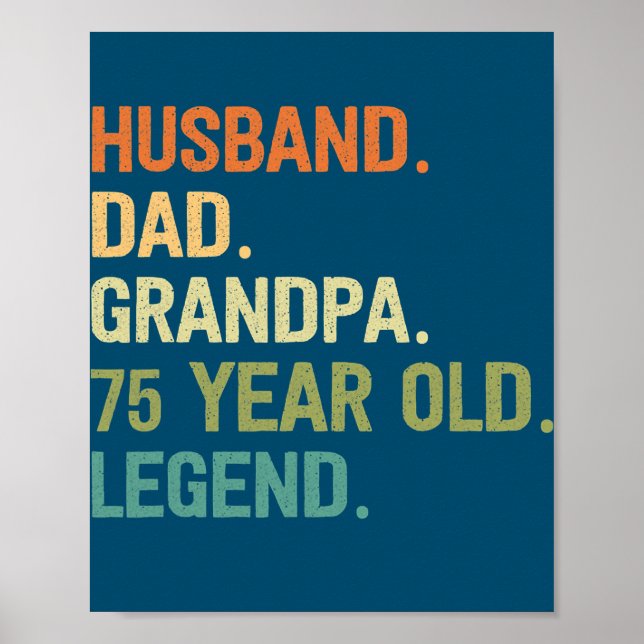 Husband dad grandpa 75 year old 75th birthday poster (Front)