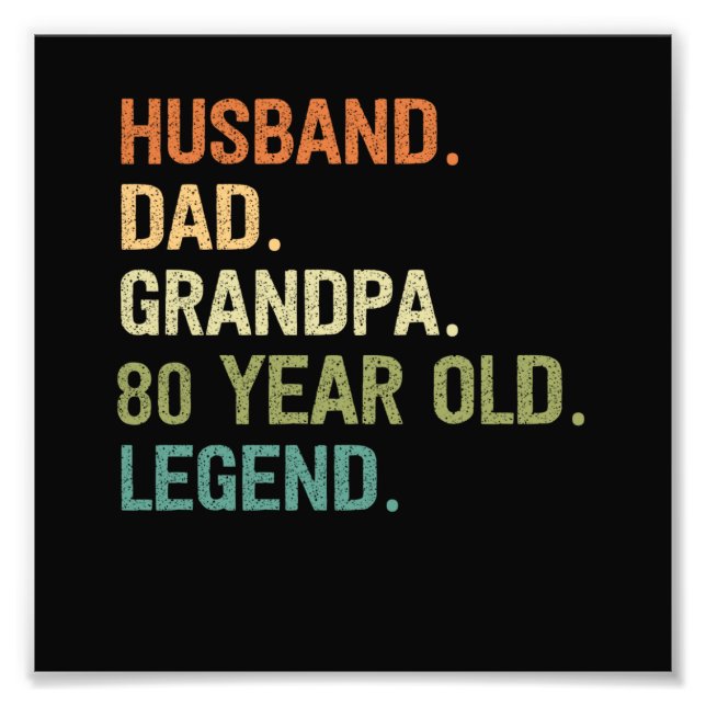 Husband dad grandpa 80 year old 80th birthday gift photo print (Front)