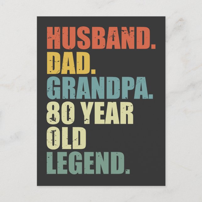 Husband Dad Grandpa 80 Year Old Legend 80 birthday Postcard (Front)