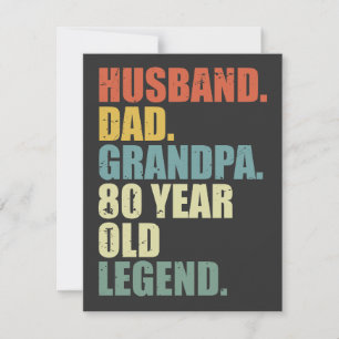 Husband Dad Grandpa 80 Year Old Legend 80 birthday Thank You Card